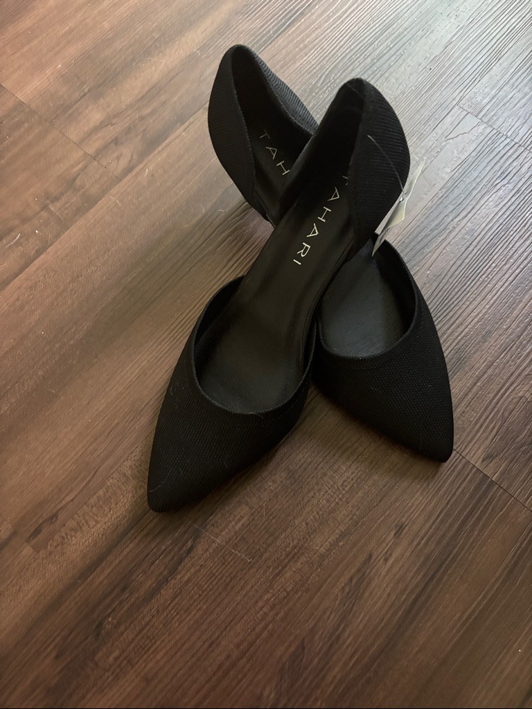 Tahari Black Pointed D'orsay Slip-On Flats